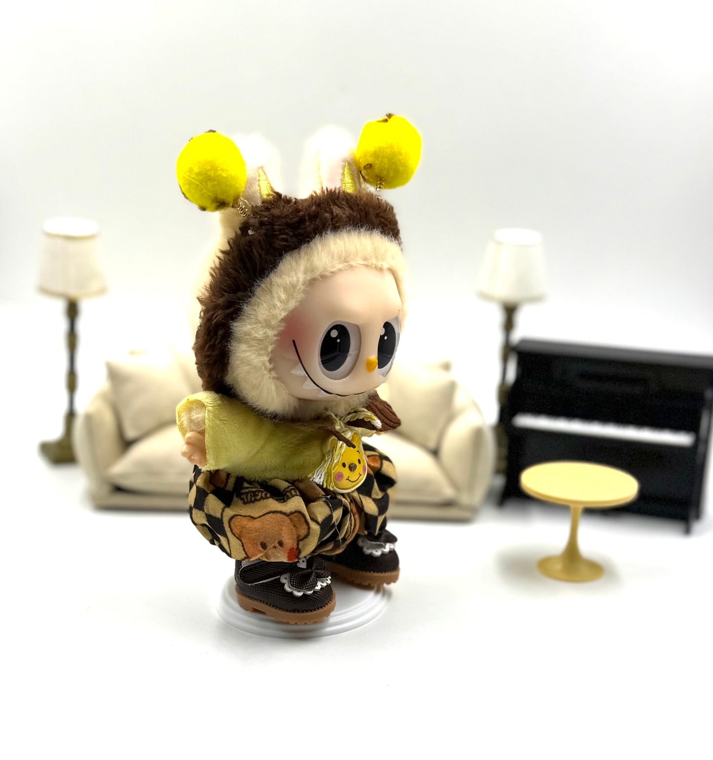 π Sweet Honey Drop Labubu Outfit β 3-Piece Set with Dress, Headband & Shoes | Adorable Yellow & Brown Style ππ§Έ