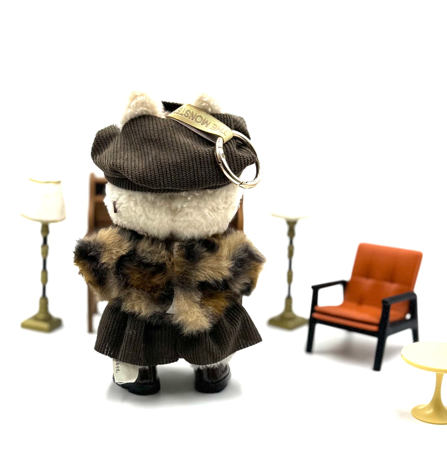 Labubu Designer Chic Set – Plaid Beret, Fuzzy Jacket & Corduroy Skirt | Fashion Doll Outfit with Glasses | Cozy Academic Aesthetic