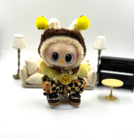 🐝 Sweet Honey Drop Labubu Outfit – 3-Piece Set with Dress, Headband & Shoes | Adorable Yellow & Brown Style 💛🧸